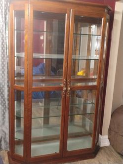 Glass wood 6 shelf china cabinet $200