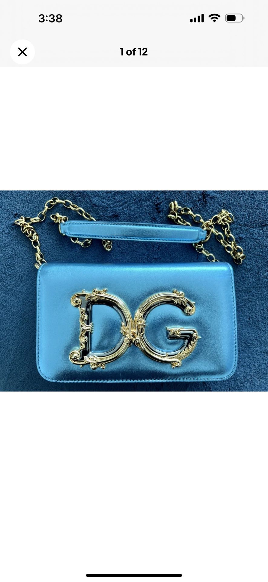1495$ Dolce & Gabbana “DG Girls” Crossbody Bag Women Metalic Ocean Blue