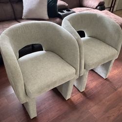 Mint Chenille Fabric Dining Chairs