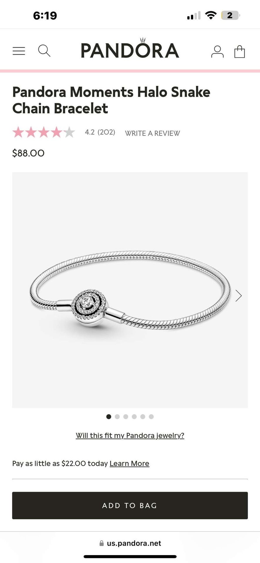 Pandora Halo Snake Chain Bracelet