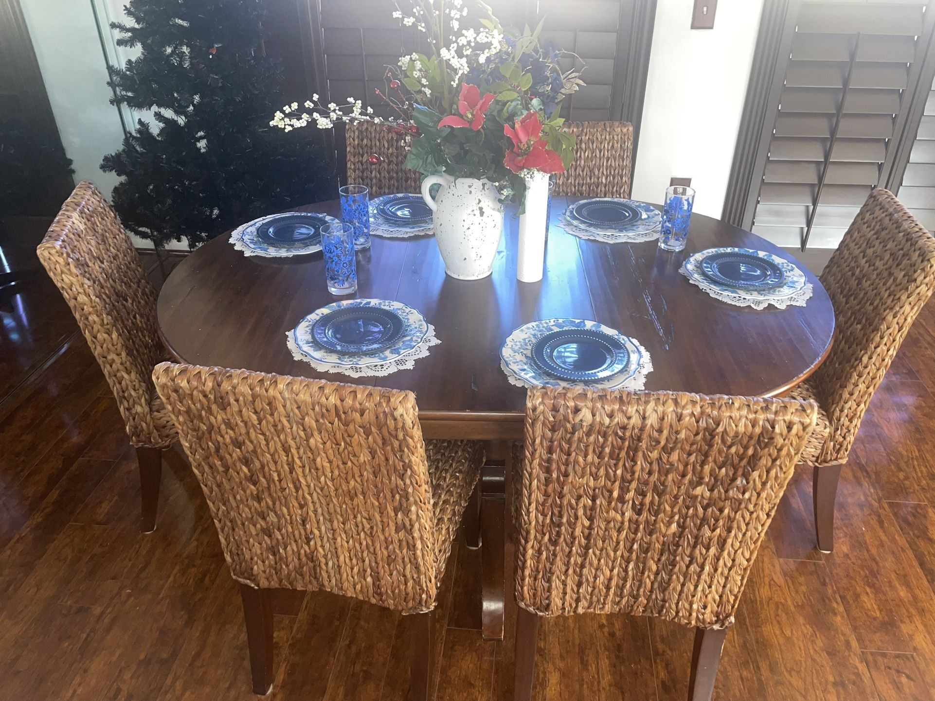 Wooden Oval dining table with chairs (negotiable)