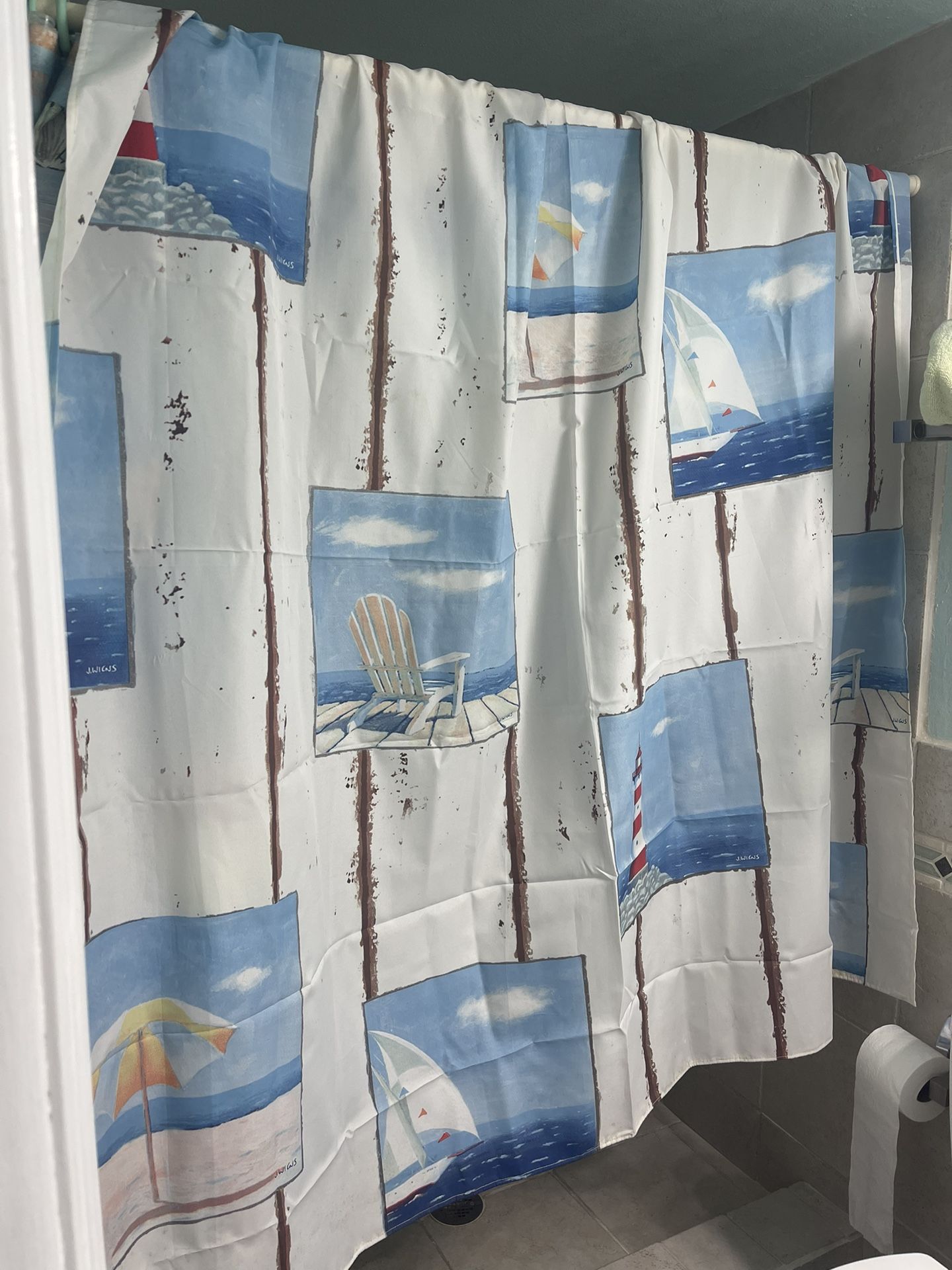 Nautical Beach Quality Shower Curtain. Standard Size