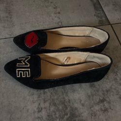 Guess Black Suede Loafers with Lip Patch