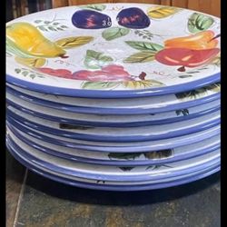 8 Oneida Vintage Fruit Hand Painted 10.5 Plates 