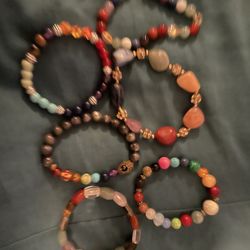 assorted stone bracelets