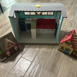 Doll Beach House, School House, log Cabin $10 For All. 