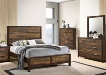 4- Pc Bedroom set Dresser,Mirror  Nightstand (1) Queen size bed frame  Not including Mattress and Box Sp