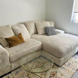 CREAM BEIGE BRAND NEW CORDUROY SECTIONAL SAME DAY DELIVERY 