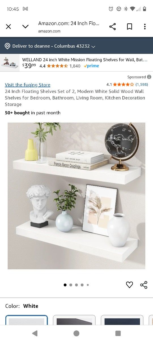 Floating Shelves Set Of 2 White In Color