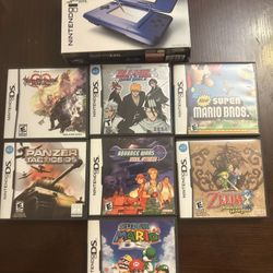 Blue Nintendo DS System Complete In Box With 7 Games 