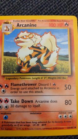 Arcanine pokemon card (original series)