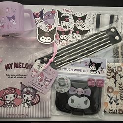 Kuromi Stuffdrawstring Pouch,bracelet Wrap,cup,stickers,wipe Lid,3 Head Or Wrist Scarves