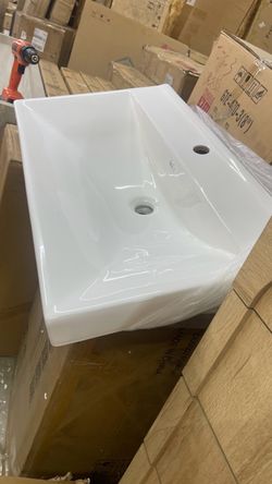 Brand New 30" x 18" White Ceramic Bathroom Vanity Sink - Single Hole