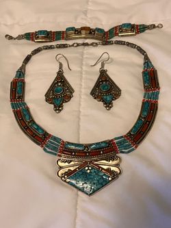 SOLID HEAVY 925 NATIVE AMERICAN MADE JEWELRY SET