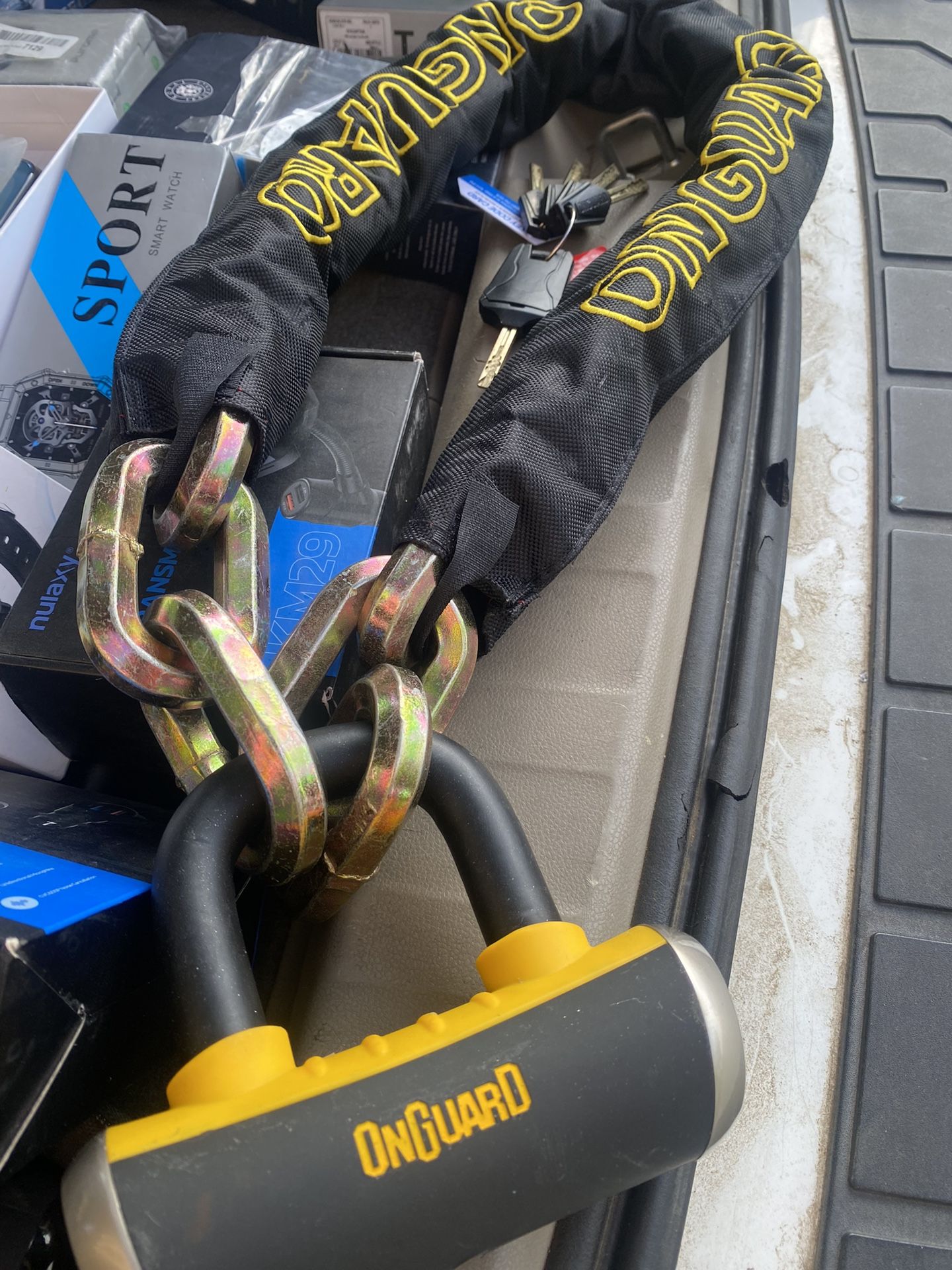 On hard beast chain lock with X4 padlock $65