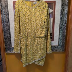 Cisnos Beaded Yellow Dress