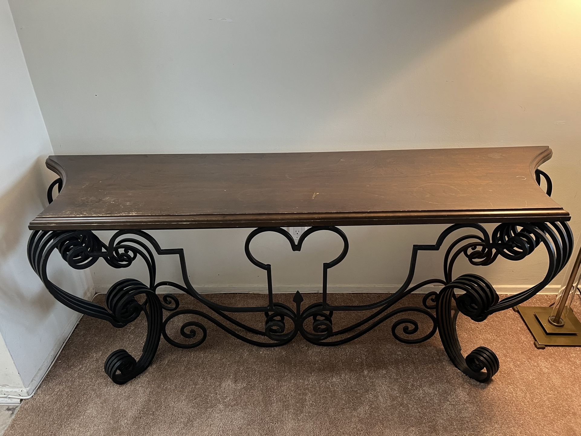 Oak Console Table With Metal Frame