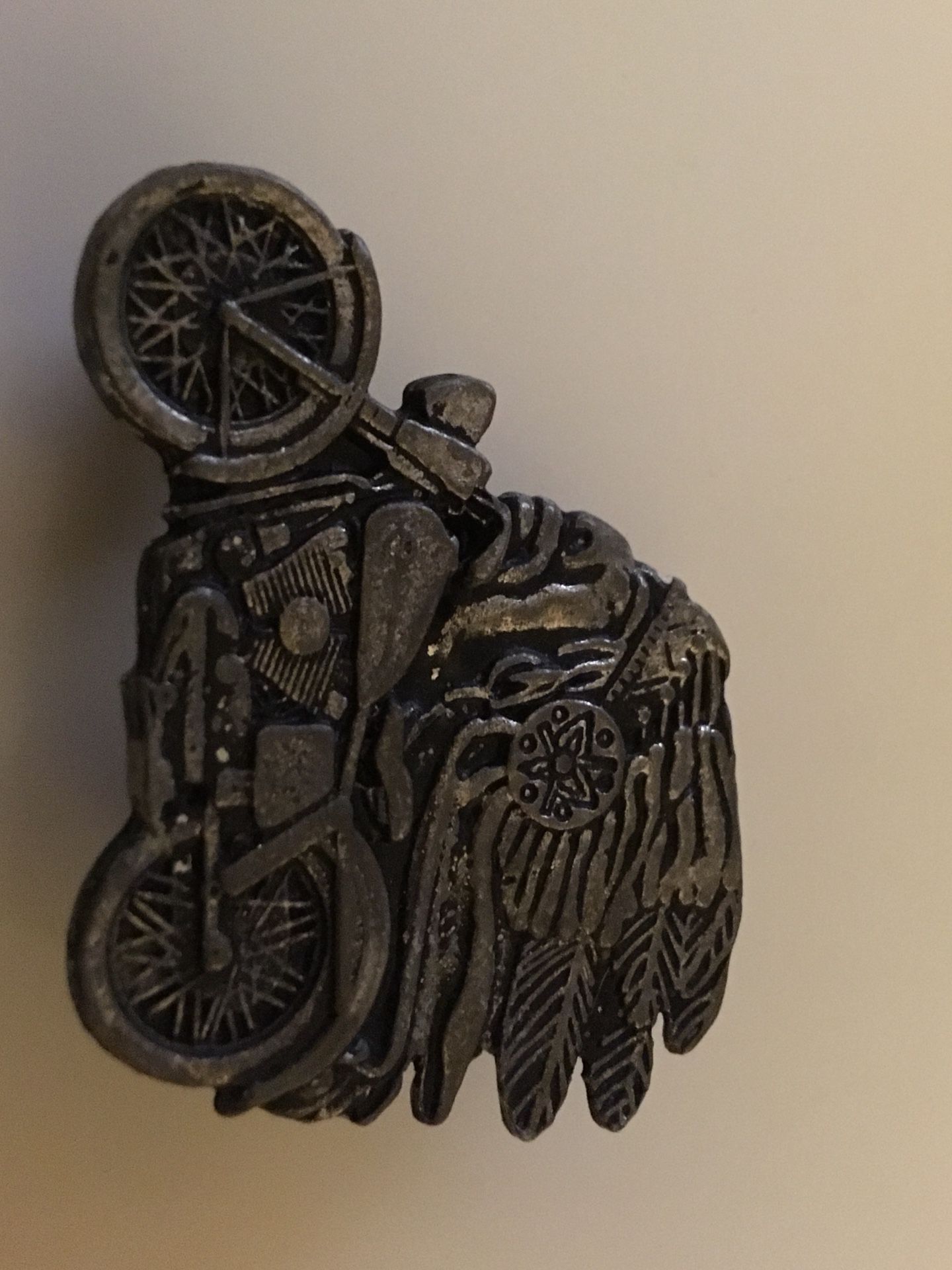 Indian on motorcycle pin