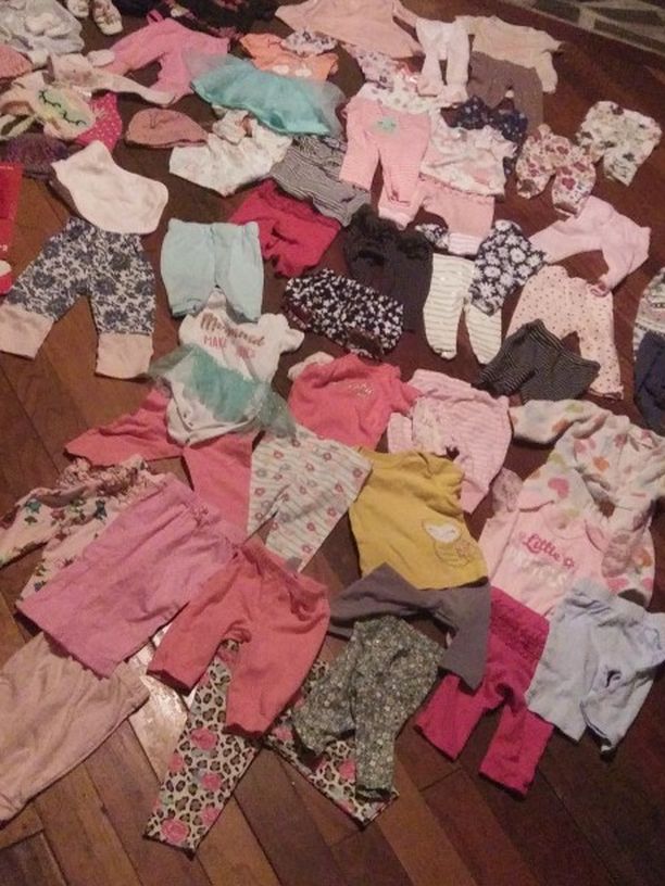 Baby Girl Clothes Newborn Up To 6 Months .64 Items Total