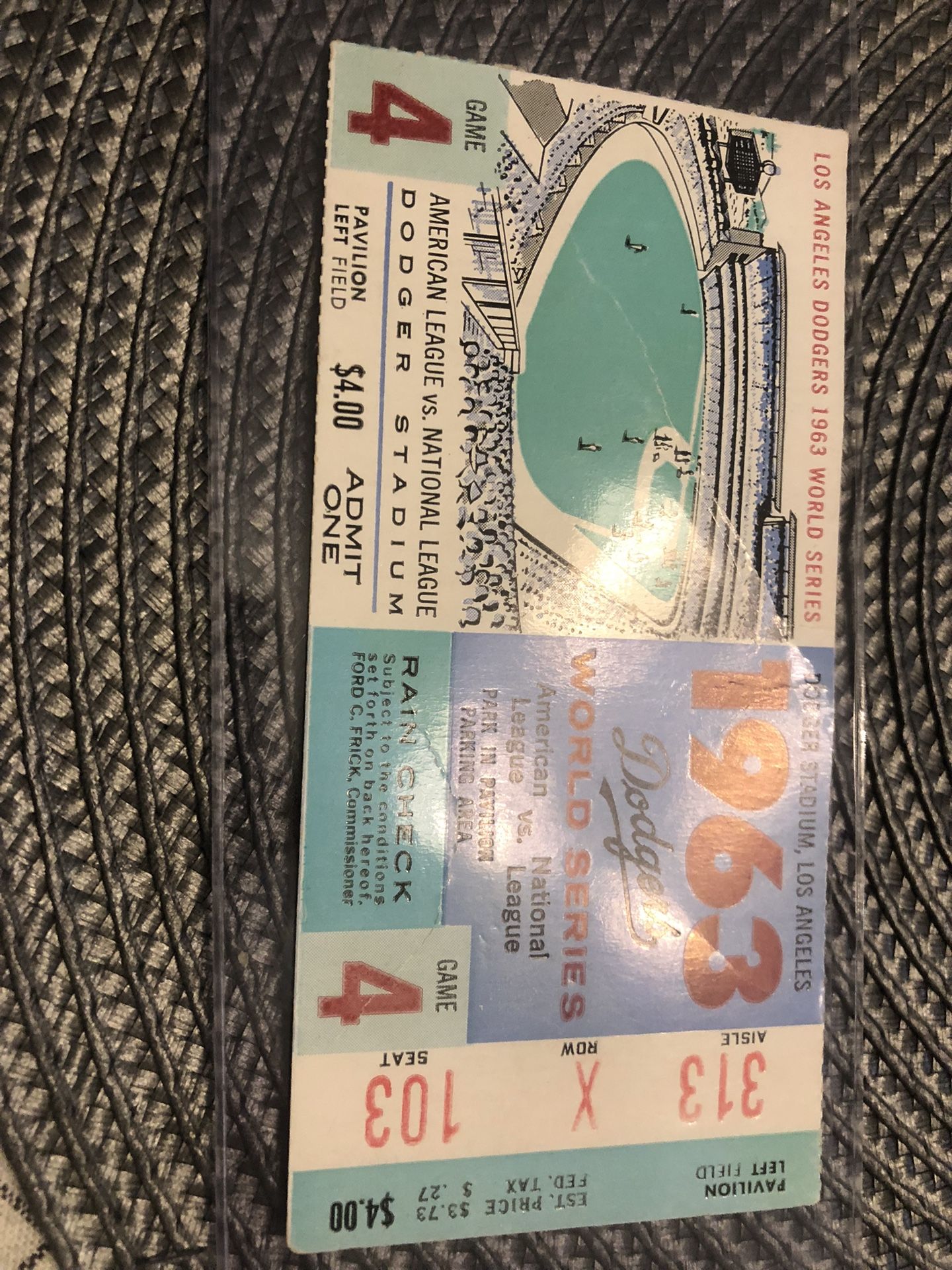 1963 Dodgers World Series Game 4 Ticket