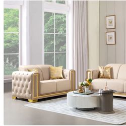Elegant Tuft Sofa/love Leaving Room Set// Free 🚚 