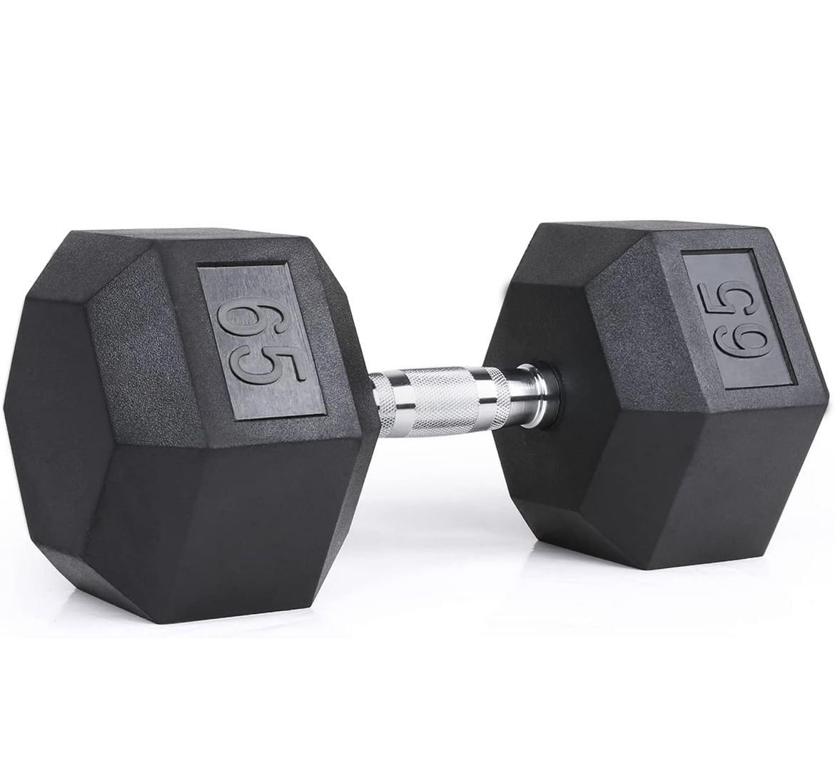 B-93 LIONSCOOL Odorless Rubber Encased Hex Dumbbell Single, Hand Dumbbell Weight with Metal Handle for Strength Training, Resistance Trai