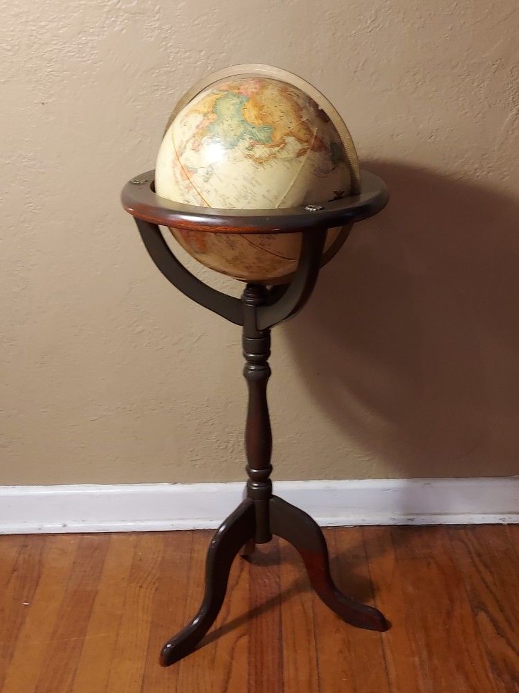 Vintage Bombay Company Replogle World Globe On Wood Stand