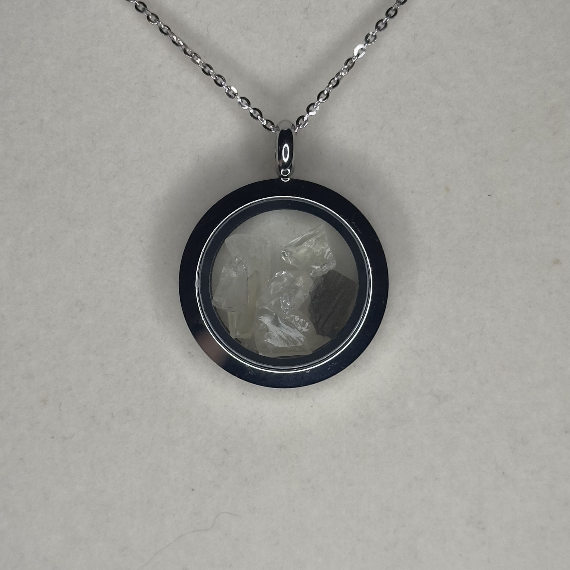 Lybian Desert Glass And Moldavite Locket Necklace 