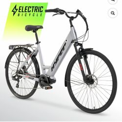 Hyper Bicycles 36V 700C Commuter Electric Bike for Adults, Pedal-Assist, 250W Mid-Drive E-Bike Motor, Matte Gray