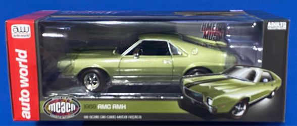 1968 AMC AMX Hardtop Light Green Metallic with Black Stripes "Muscle Car & Corvette Nationals" (MCACN) 1/18 Diecast Model Car by Autoworld