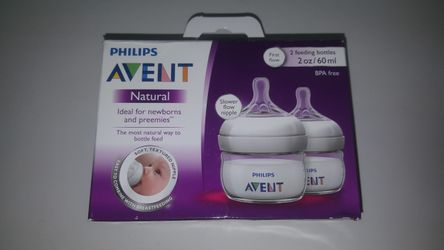 Philips Avent Natural Baby Bottle, Clear, 2oz, 2pk