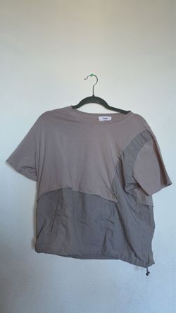Women’s Colorblock Mixed-Media Utility Short-Sleeve Top(Brand: Trophy (Made in Korea)
