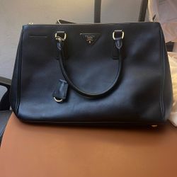 Prada Double Zip Saffiano Shoulder Bag