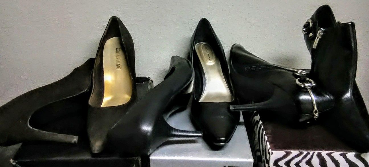 Women's Size 9 Leather Shoes heels, boots.