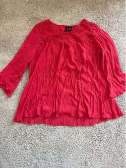 New Directions Women’s XL Coral Lace Boho Blouse 3/4 Sleeve Top