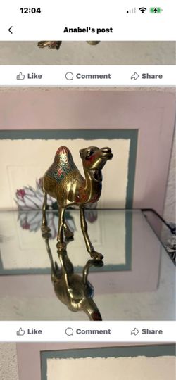 Brass Camel Figurine Hand Painted India