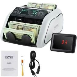 687#Money Counter Machine, Bill Counter with UV, MG, IR and DD Counterfeit Detection, USD & EUR Cash Counting Machine with Large LCD & External Displa