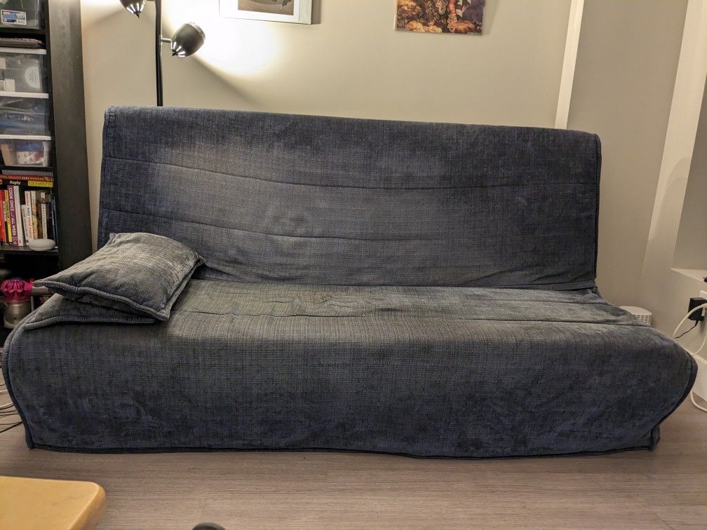 Blue Ikea Futon/Sleeper Sofa + Matching Pillows