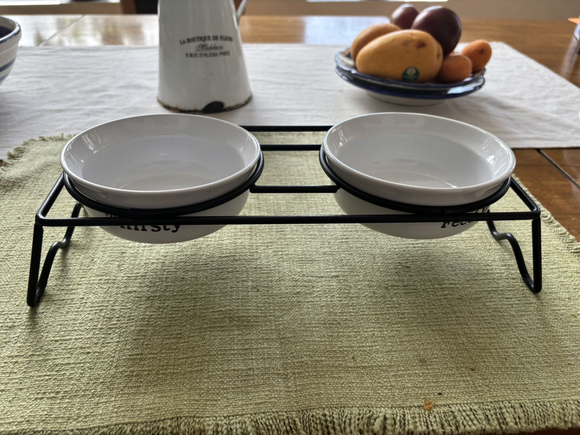 Pet Bowls And Rack 2 Ceramic Bowls