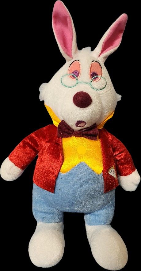 Disney Alice in Wonderland WHITE RABBIT 12" Plush STUFFED ANIMAL Toy
