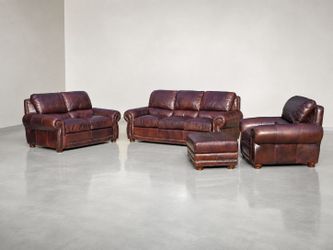 USA Premium Leather 4-Piece Sofa Set – Genuine Leather – Excellent Condition