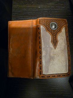Ariat Natural Calf Hair & Basket Weave Rodeo Wallet