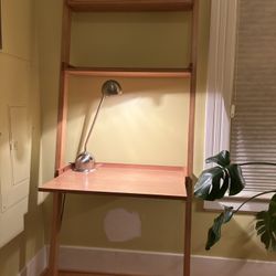 Crate And barrel Bamboo Leaning Desk And Bookshelves