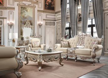 Dynasty Elite Silver/Gold Highlight 3-Pc Living Room Set / HD-SLC91633