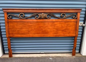 $40 For (1) King Size Headboard – Elegant Scroll Design – Brown