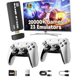 (9999-95) 2025 Retro Gaming Console Pro 4K HDMI with 20,000+ Built-in Classic Video Games, Retro Game Stick with 23 Emulators Plug & Play TV Video Gam