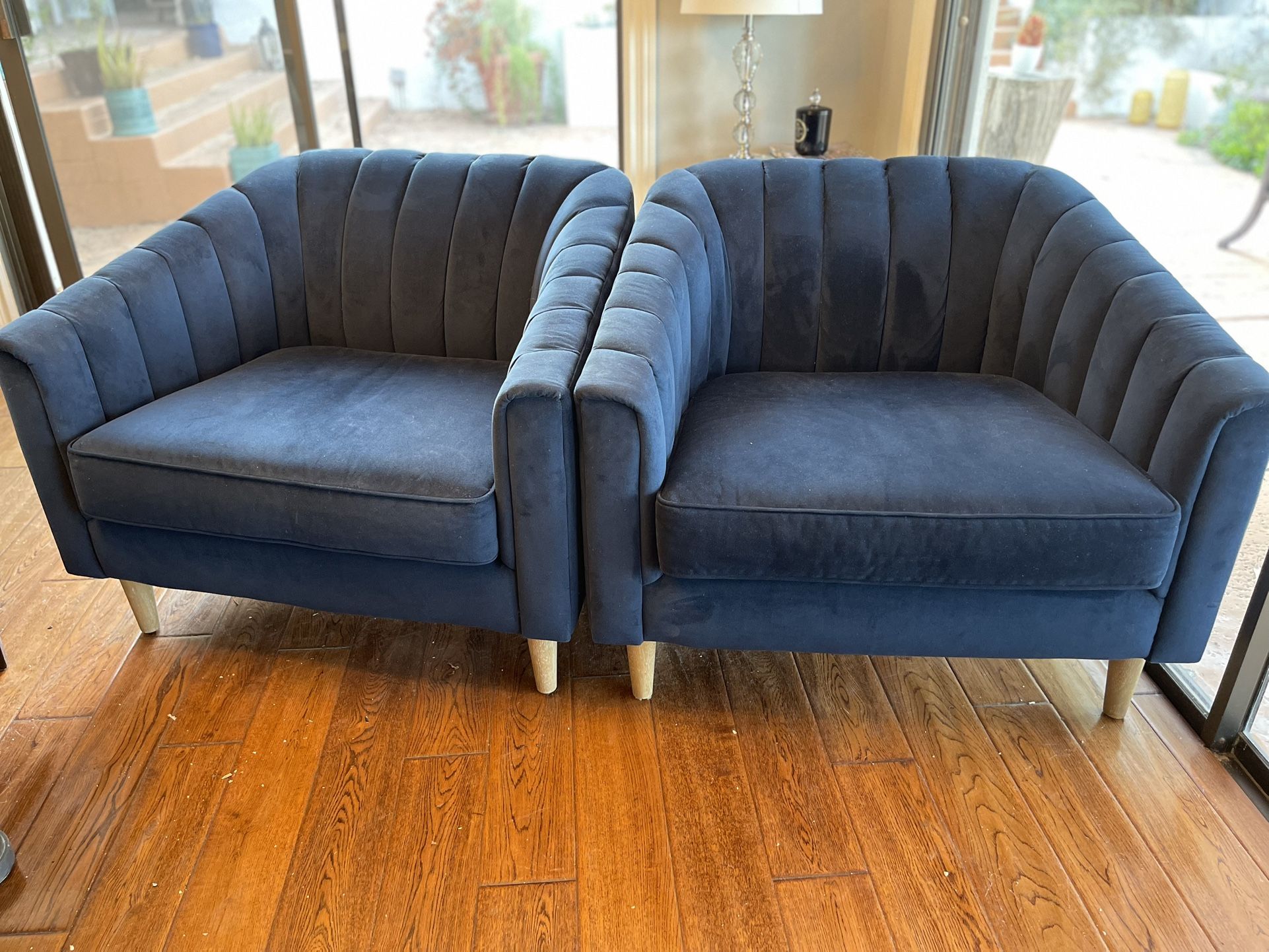 Blue Velvet Lounge Chair