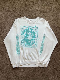 PS by Paul Smith white & blue cotton & polyester sweatshirt with blue floral graphic and 'RACING SUNWEAR' text