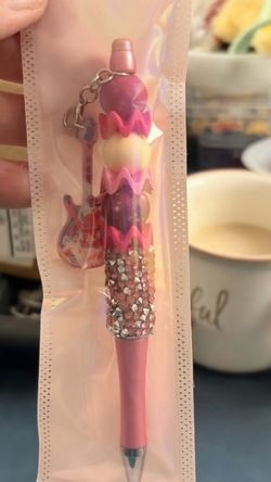 Beaded Rhinestone Ballpoint Pen with Charm