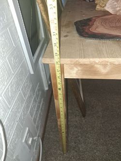 Petite, plain, raw wood ikea table